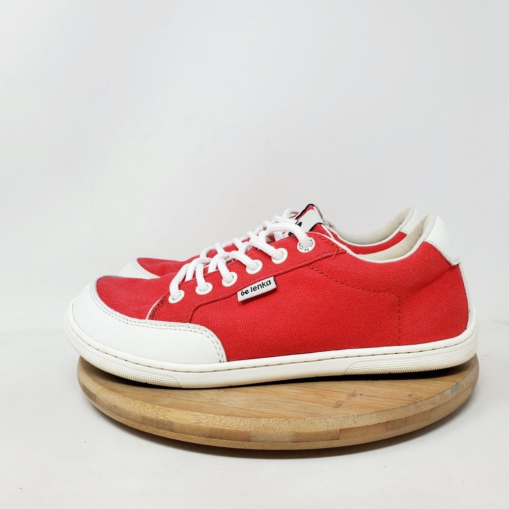 Be Lenka Shoes Womens 37 Red Minimalist Barefoot Lace Up Low Unisex Sneaker